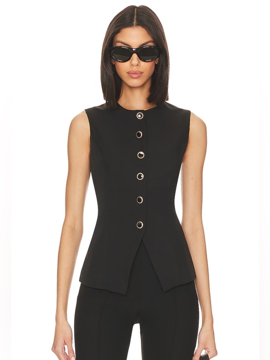 Sndys Tops - SNDYS x REVOLVE Emiliana Top Black Button Front Vest Sleeveless M NWT SFT716